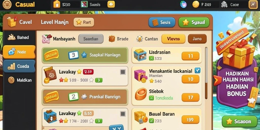 Reward menarik setelah menyelesaikan level.